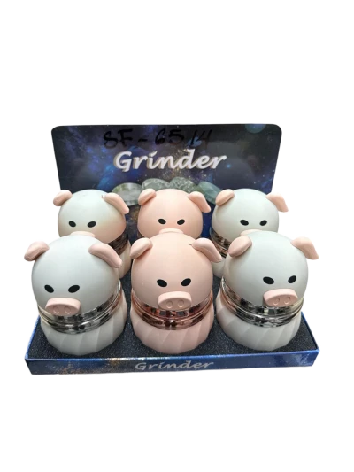 CUTE PIG 63MM 4 PARTS GRINDER MULTI COLOR (GT-9628BA) - DISPLAY OF 6