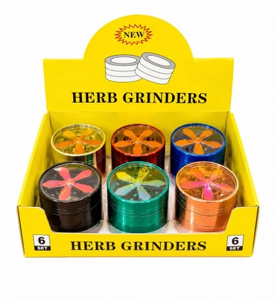 FLOWER FAN 63MM 4-PARTS GRINDER (OVC039) - DISPLAY OF 6