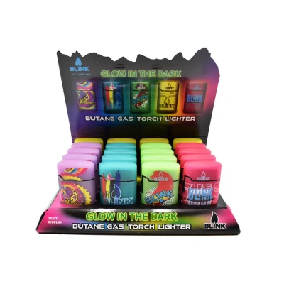 BLINK GLOW IN THE DARK TORCH LIGHTER - DISPLAY OF 20