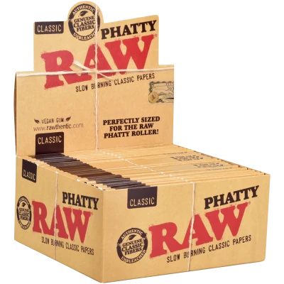 RAW CLASSIC PHATTY SIZE ROLLING PAPERS 32-PACK - DISPLAY OF 24