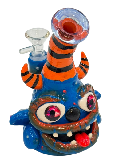 HEAVY HAPPY MONSTER GLASS WATERPIPE 7"