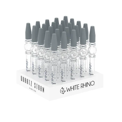 WHITE RHINO QUARTZ V3 GLASS STRAW WITH SILICONE CAP - DISPLAY OF 25
