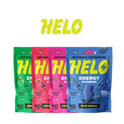 HELO 50MG CAFFEINE 10-PACK ENERGY GUMMIES - DISPLAY OF 10