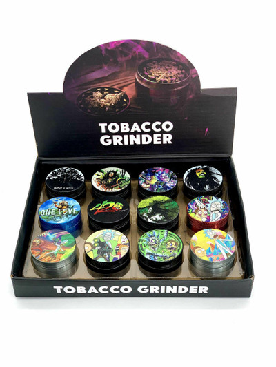  METAL DESIGNED GRINDER DISPLAY 38MM - MIXED DESIGN - 12CT 