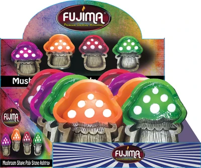  FUJIMA MUSHROOM SHAPE POLY STONE ASHTRAY - 8CT 