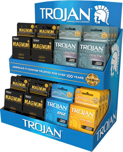  TROJAN 3-PACK COUNTER DISPLAY - 32 PACKS 