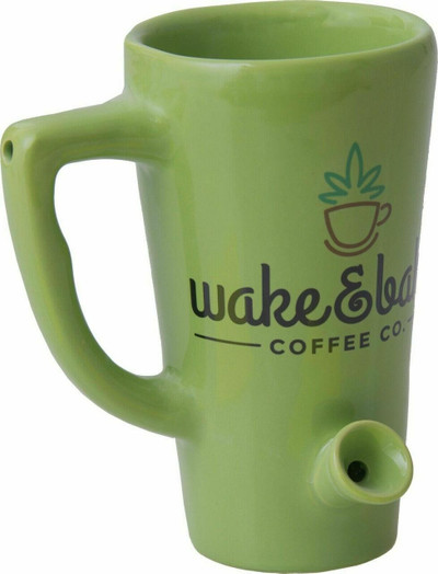  WAKE AND BAKE CO. PORCELAIN PIPE MUG 8OZ 6" (WP121) 