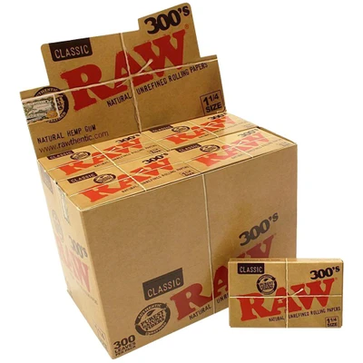  RAW 300's UNREFINED ROLLING PAPERS 1 1/4 - 40CT 