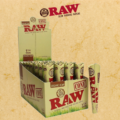 RAW ORGANIC CONES 1 1/4 SIZE DISPLAY - 32CT
