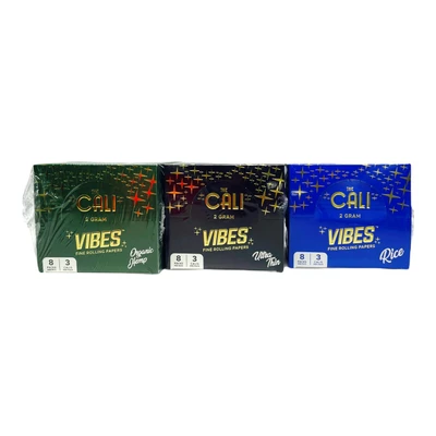 VIBES THE CALI 2 GRAMS FINE ROLLING PAPERS 8 PACKS / 3 PAPERS