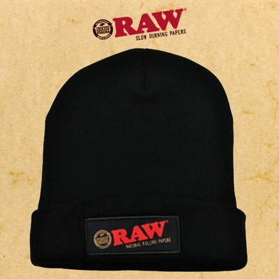RAW BEANIE BLACK HAT - 1CT