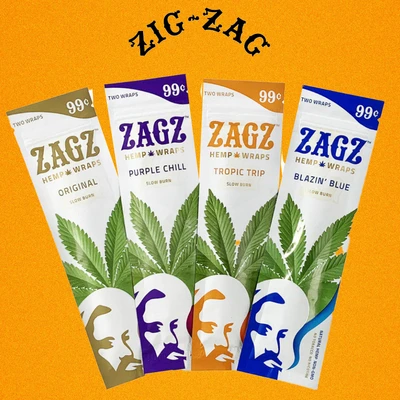 ZIG-ZAG HEMP WRAPS - 2CT/25PACK