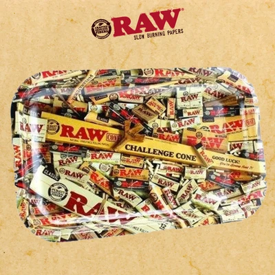 RAW SMALL PAPPERS/TIPS METAL ROLLING TRAY (RAW-TRAY12)