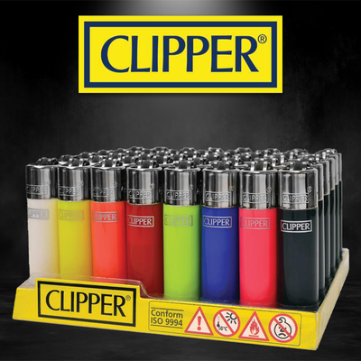 SOLID COLOR CLIPPER LIGHTERS - 48CT DISPLAY