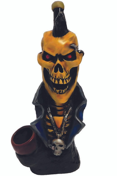 HAND CRAFTED MOHAWK SKULL HANDPIPE 7