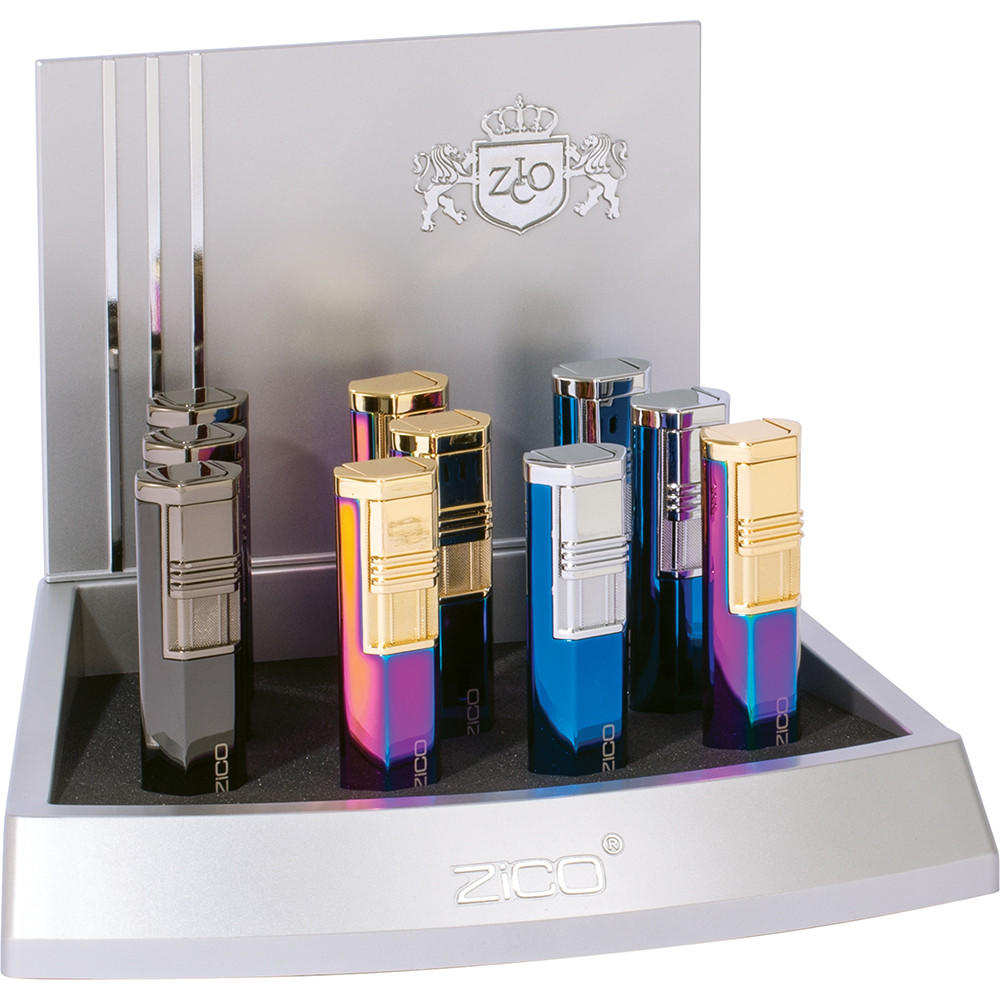 ZICO DOUBLE TORCH FLAME LIGHTER WITH PUNCH - 10CT