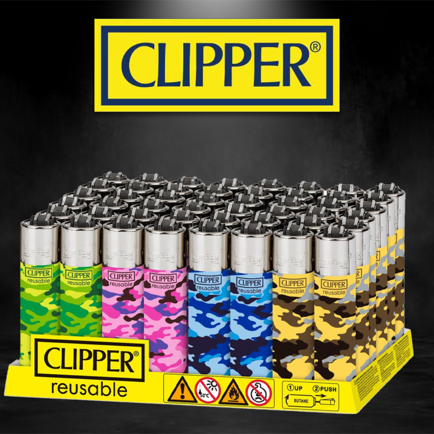 CAMO CLIPPER LIGHTERS - 48CT DISPLAY