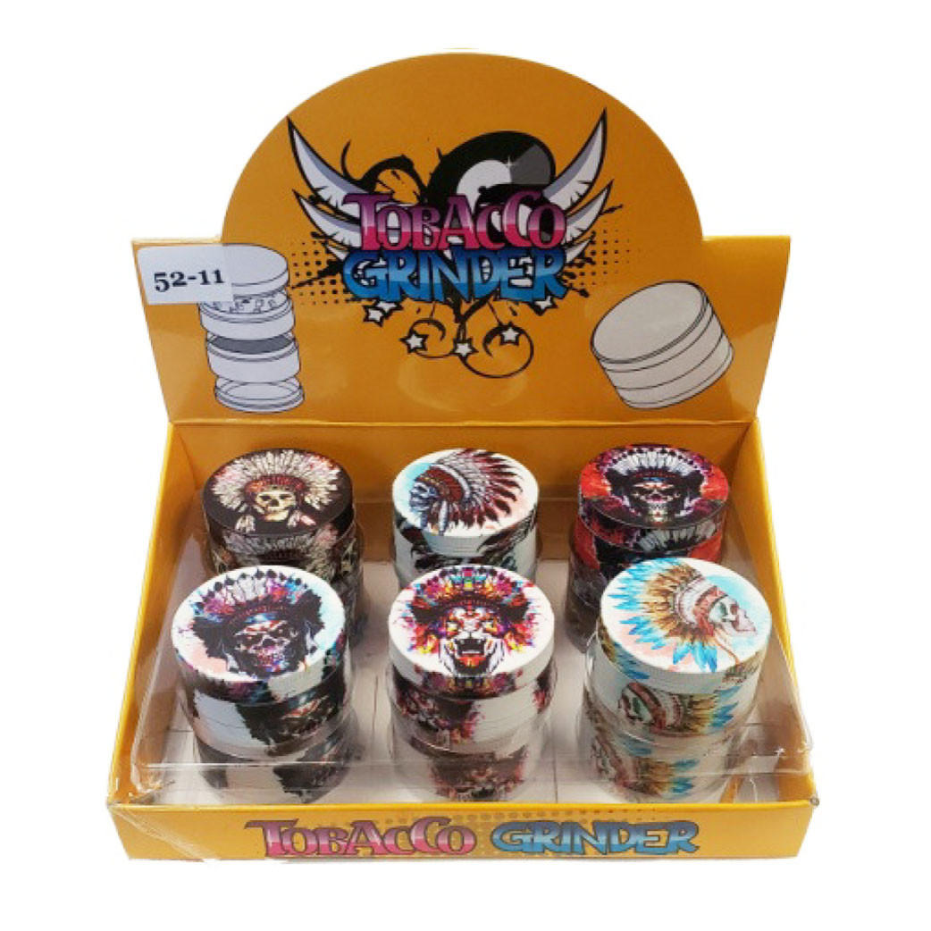 PIRATE SKULL WHOLE BODY PRINTED 4 PART TOBACCO GRINDER - 12CT DISPLAY