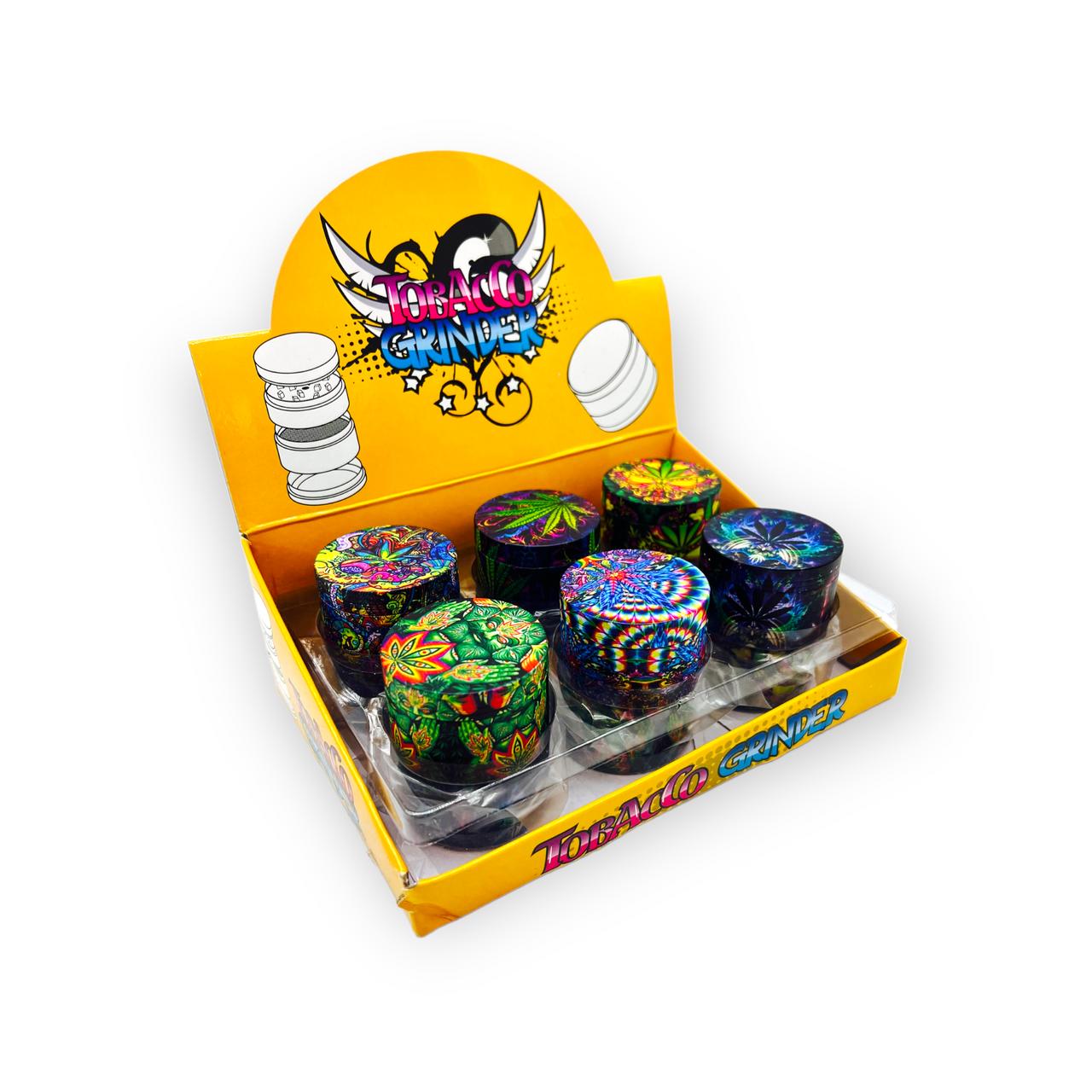 TRIPPY LEAF WHOLE BODY PRINTED 4 PART TOBACCO GRINDER - 12CT DISPLAY