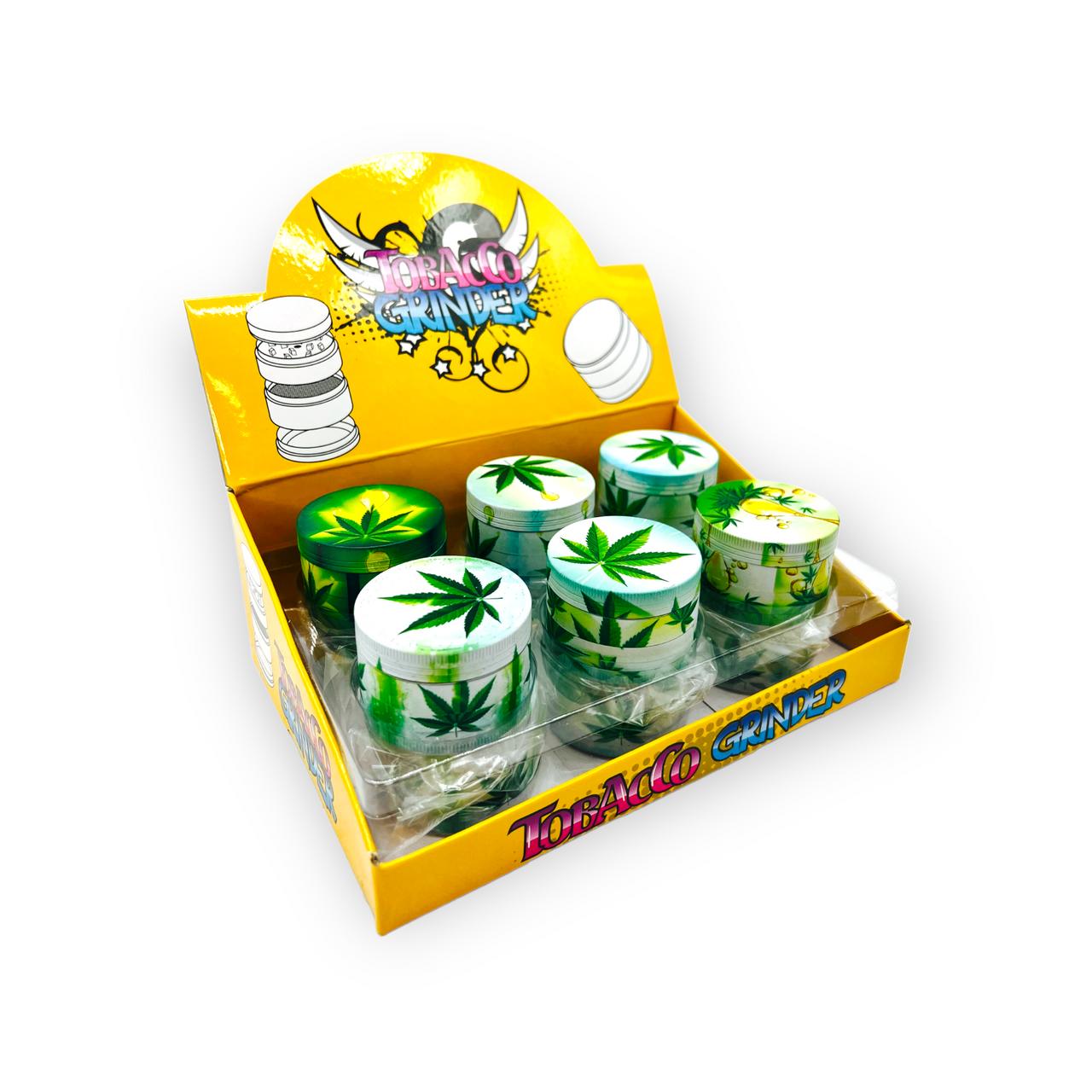 GREEN LEAF WHOLE BODY PRINTED 4 PART TOBACCO GRINDER - 12CT DISPLAY