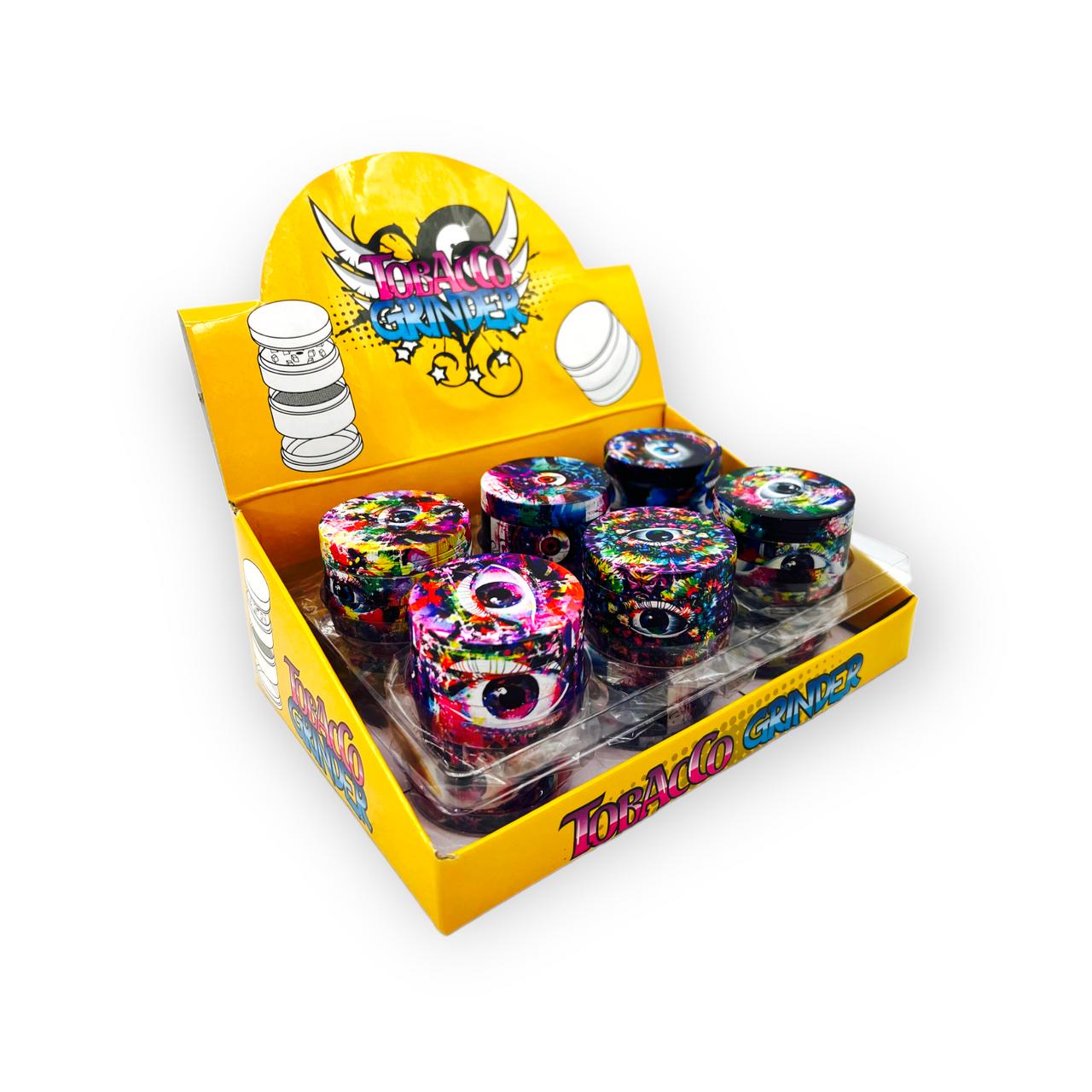 TRIPPY EYE WHOLE BODY PRINTED 4 PART TOBACCO GRINDER - 12CT DISPLAY