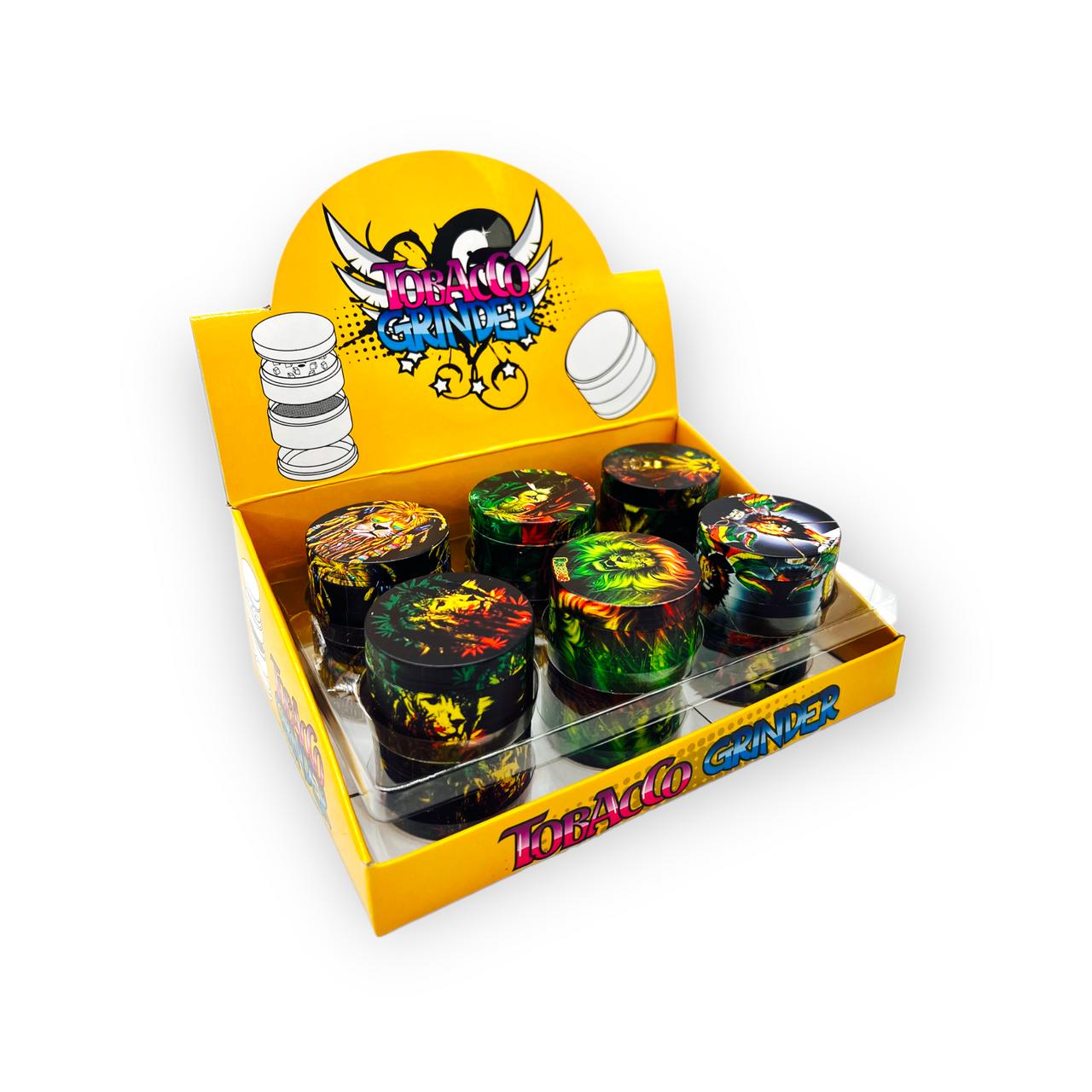 RASTA LION WHOLE BODY PRINTED 4 PART TOBACCO GRINDER - 12CT DISPLAY