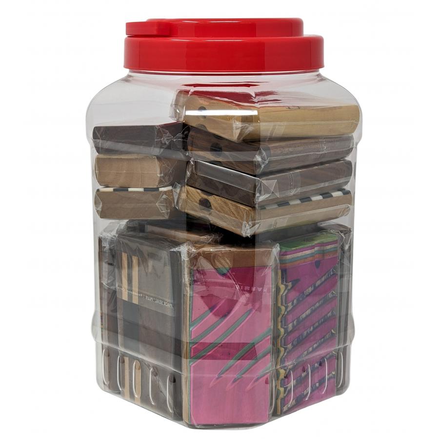 ASSORTED WOODEN ART WORK DUGOUT 4 - 22CT JAR