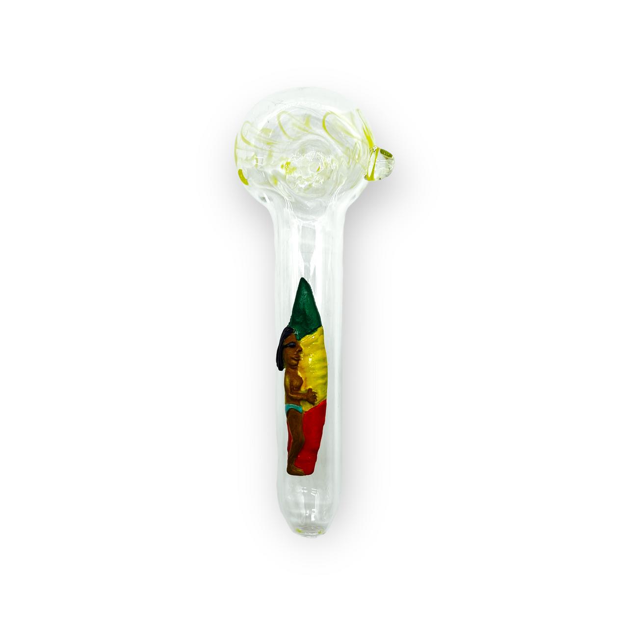CLEAR GLASS RASTA SURFER 8 HANDPIPE HP100469