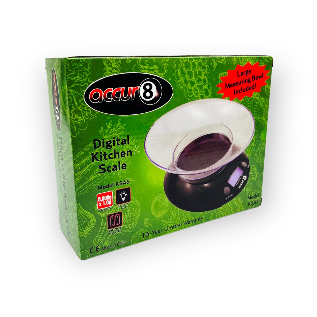  ACCUR8 KSA5 DIGITAL KITCHEN SCALE 5kg x 1.0g 