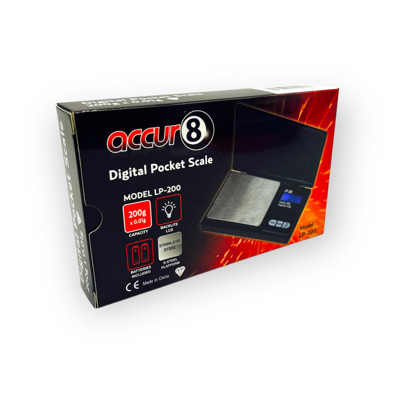  ACCUR8 LP-200 DIGITAL POCKET SCALE 200g x 0.01g 