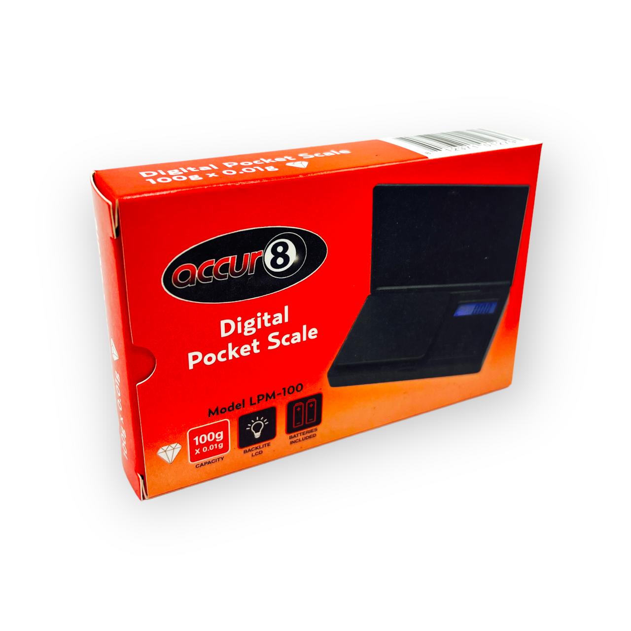 ACCUR8 LPM-100 DIGITAL POCKET SCALE 100g x 0.01g 