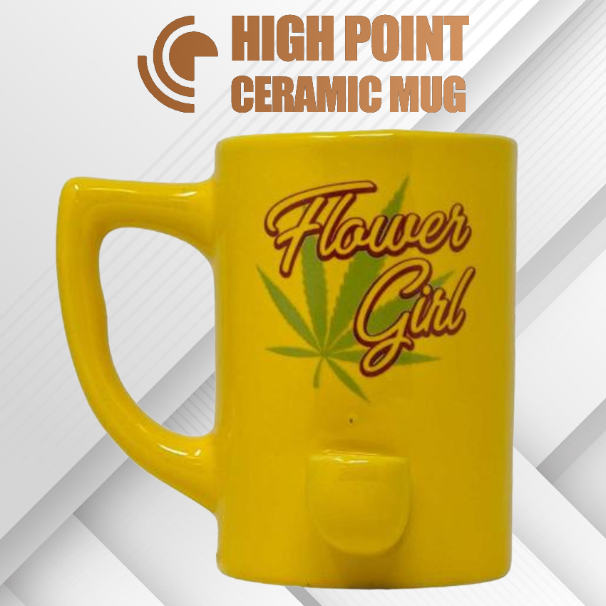 HPG CERAMIC WATER PIPE MUG - YELLOW LEAF FLOWER GIRL