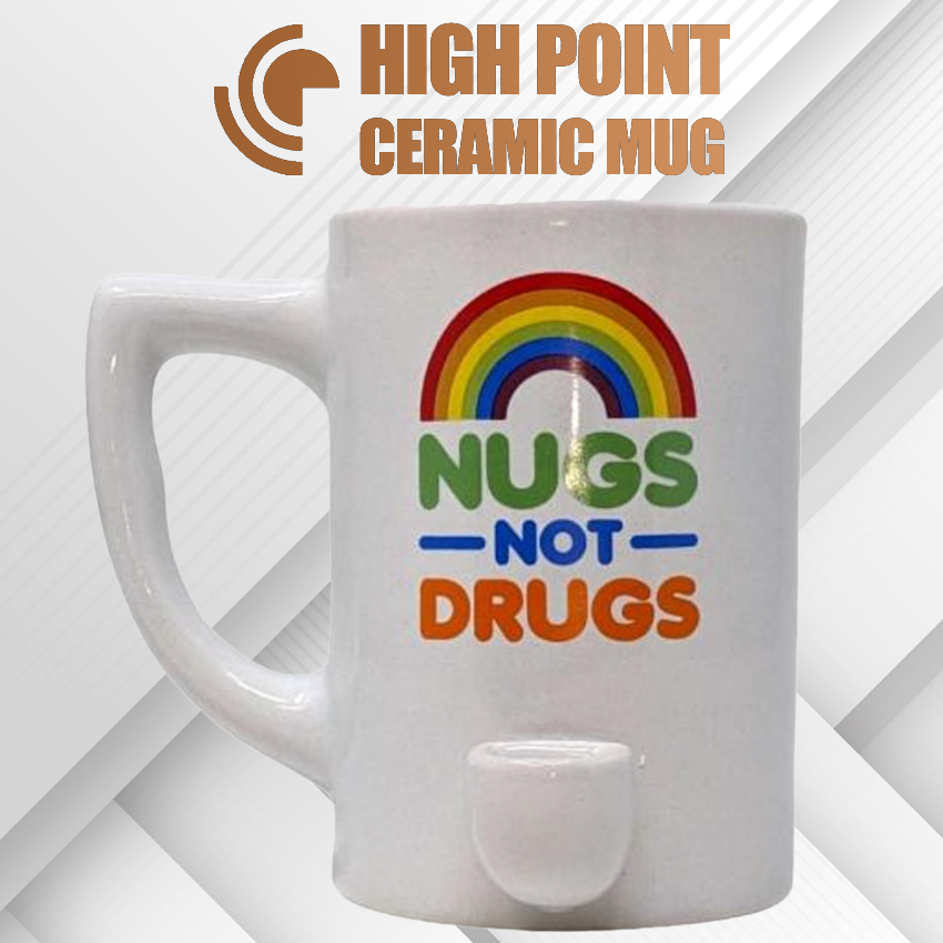HPG CERAMIC WATER PIPE MUG - RAINBOW NUGS NOT DRUGS