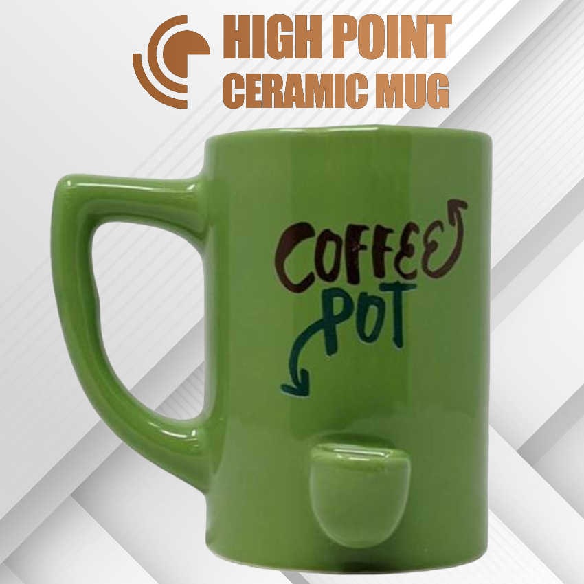 HPG CERAMIC WATER PIPE MUG - COFFEE POT GREEN