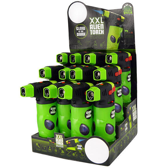 SMOKEZILLA SMOKE ZILLA - MOLDED ALIEN XXL GLOW IN THE DARK TORCH - DISPLAY OF 12CT (24811) 
