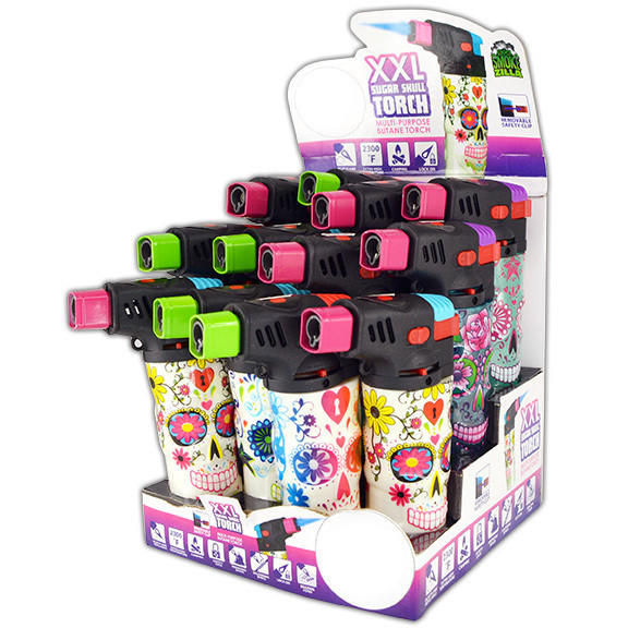 SMOKEZILLA SMOKE ZILLA - XXL SUGAR SKULL TORCH - DISPLAY OF 12CT (24622) 