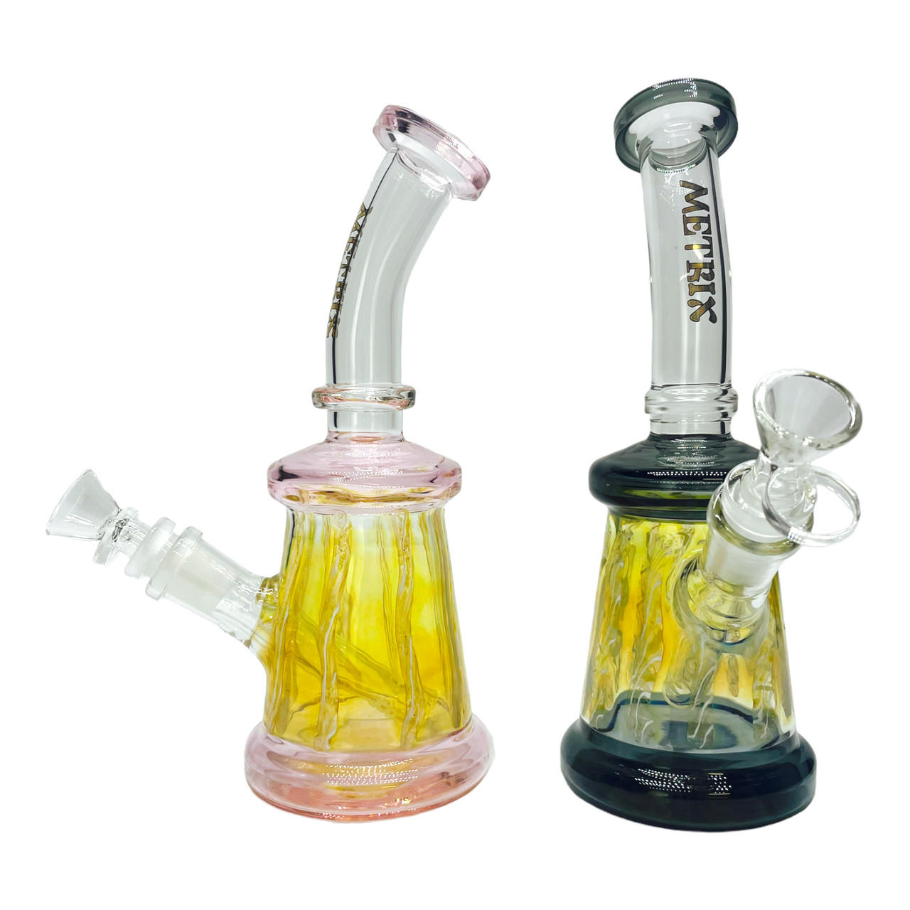  METRIX DUAL COLOR GOLD FUMED WATERPIPE  9" 