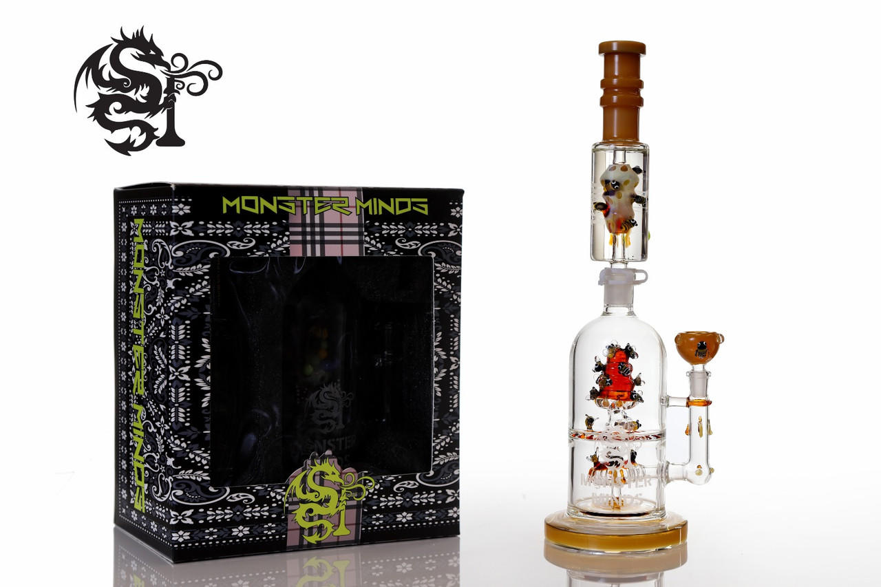  MONSTER MINDS - DESC PERC GLYCO FILLED BEE DESIGN 17" WATERPIPE 
