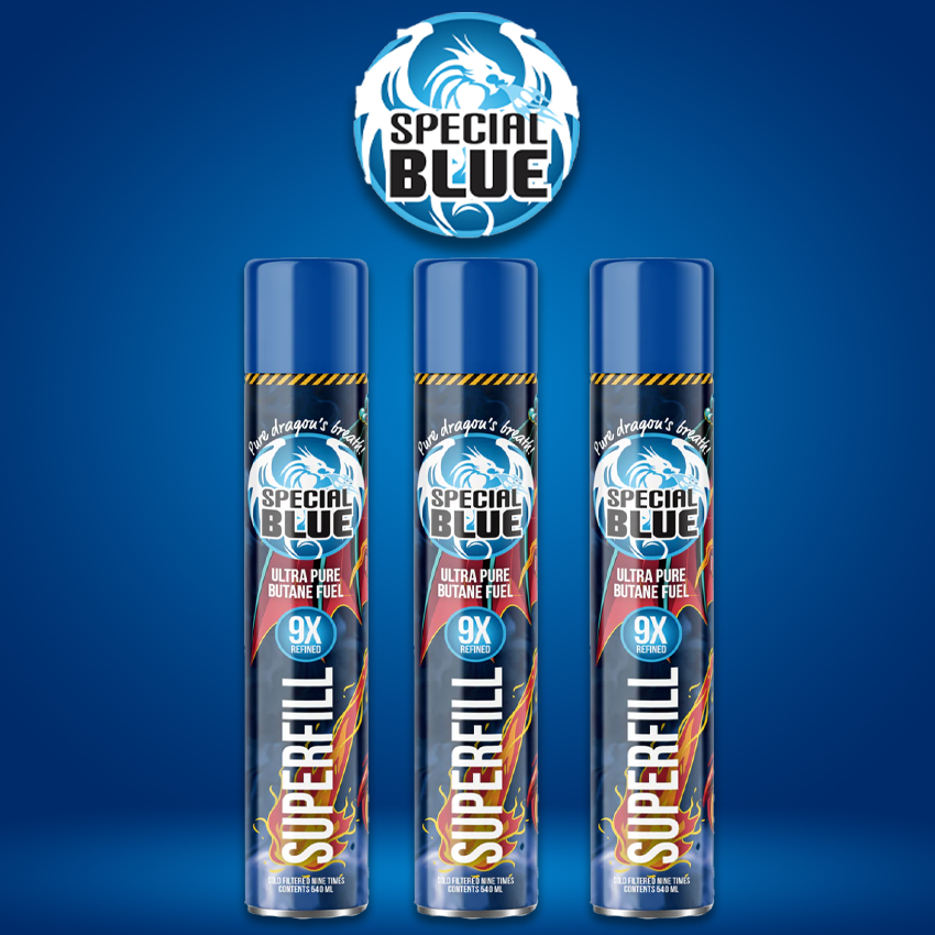 SPECIAL BLUE 9X SUPERFILL 540ML BUTANE - 12CT