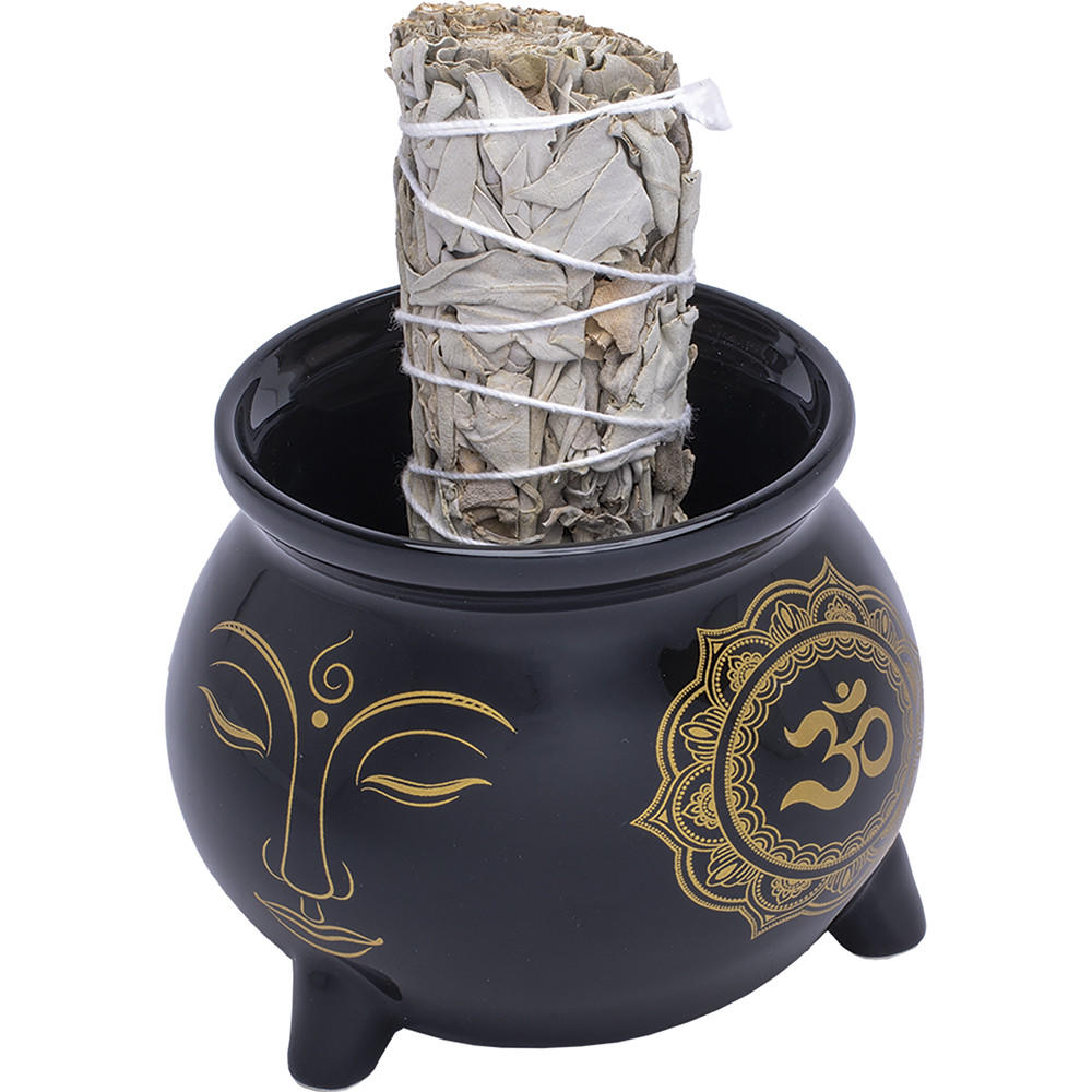 CERAMIC CAULDRON FOR SAGE 4" 