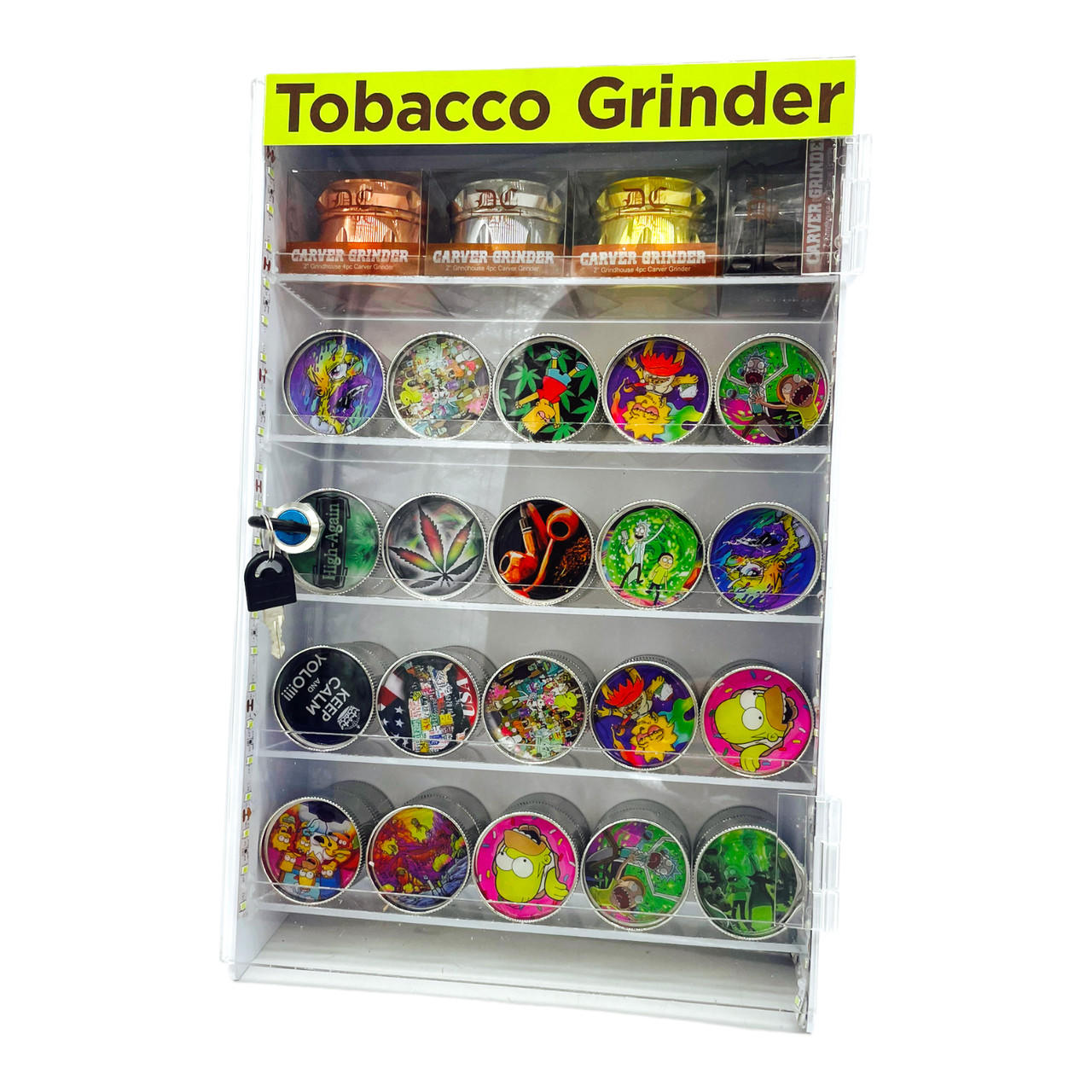  SMOKE DESIGN GRINDER DISPLAY WITH LED LIGHTS - 44CT 