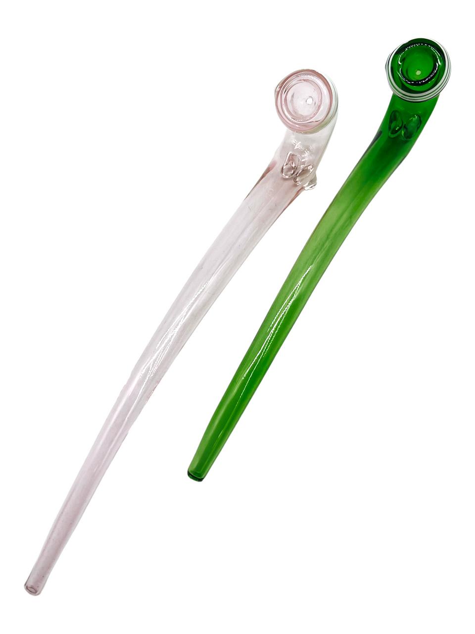  CLEAR MIX COLOR LONG SHERLOCK HANDPIPE 10" - 2CT 