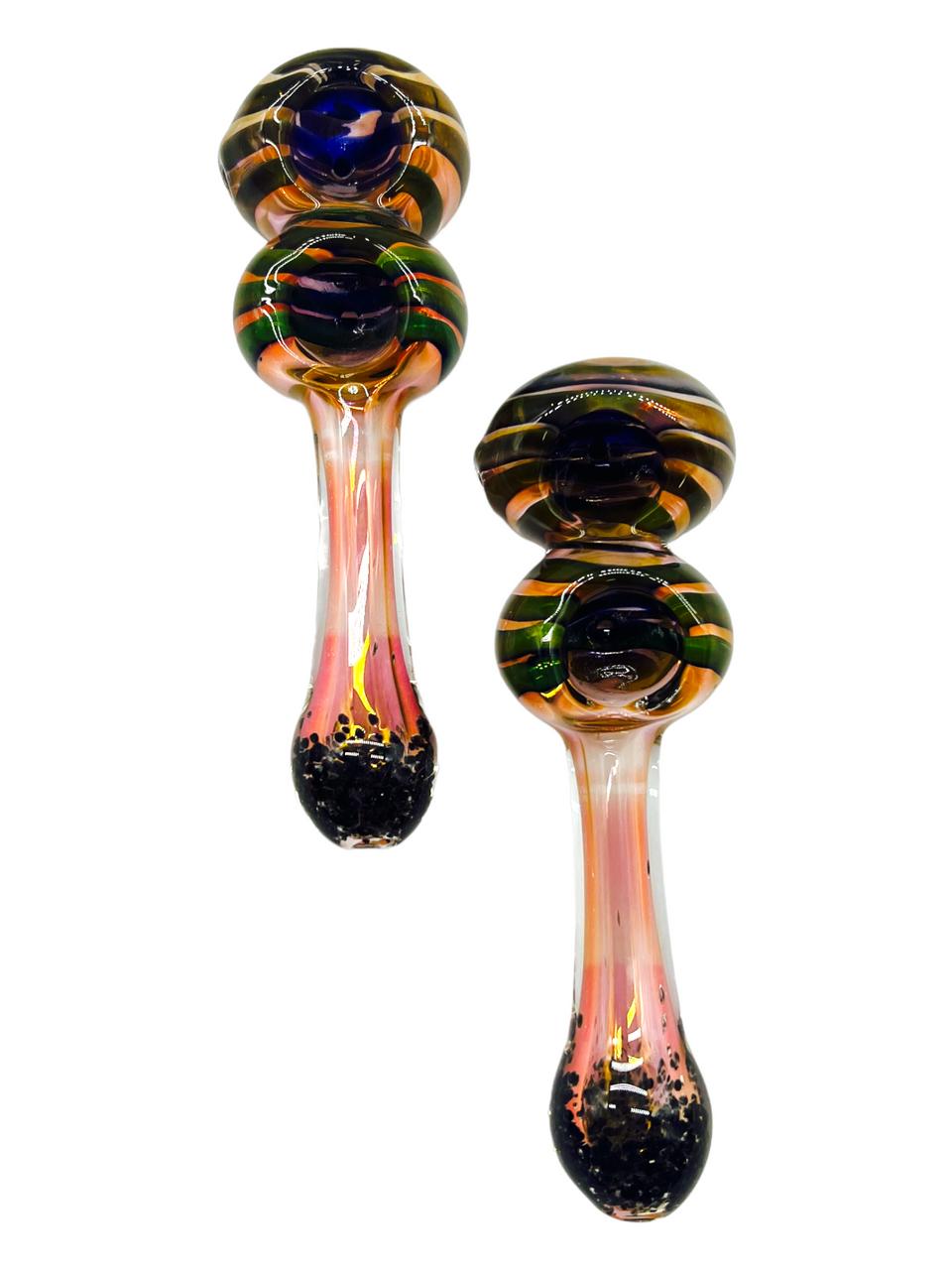 DOUBLE HEAD GOLD FUMED HANDPIPE 5" - 2CT 