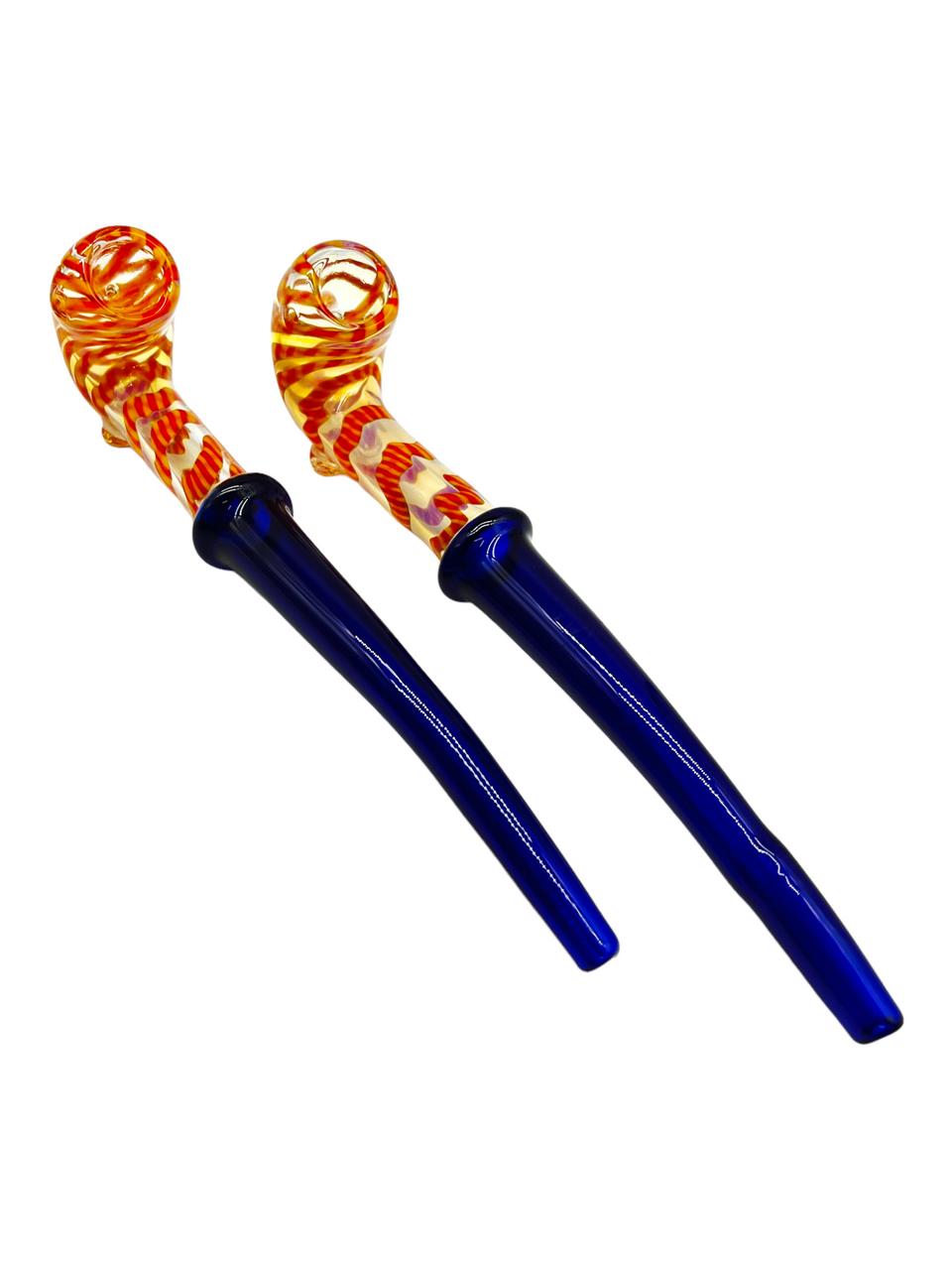  BLUE BODY SILVER FUMED SHERLOCK HANDPIPE 10" - 2CT 