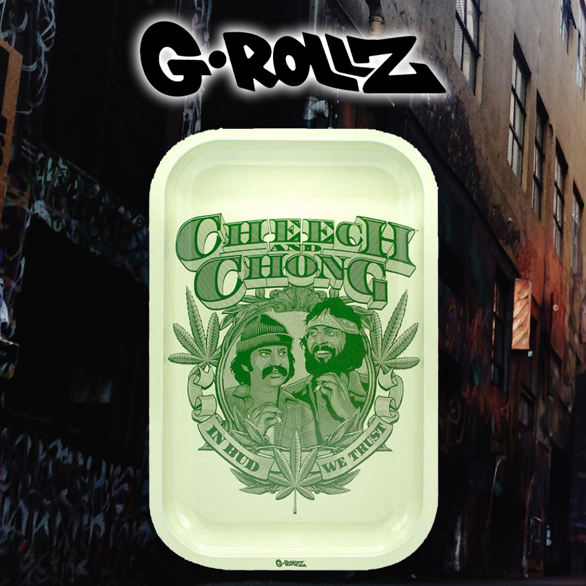 G-ROLLZ - CHEECH & CHONG BADGE MEDIUM TIN TRAY 17.5 X 27.5 CM