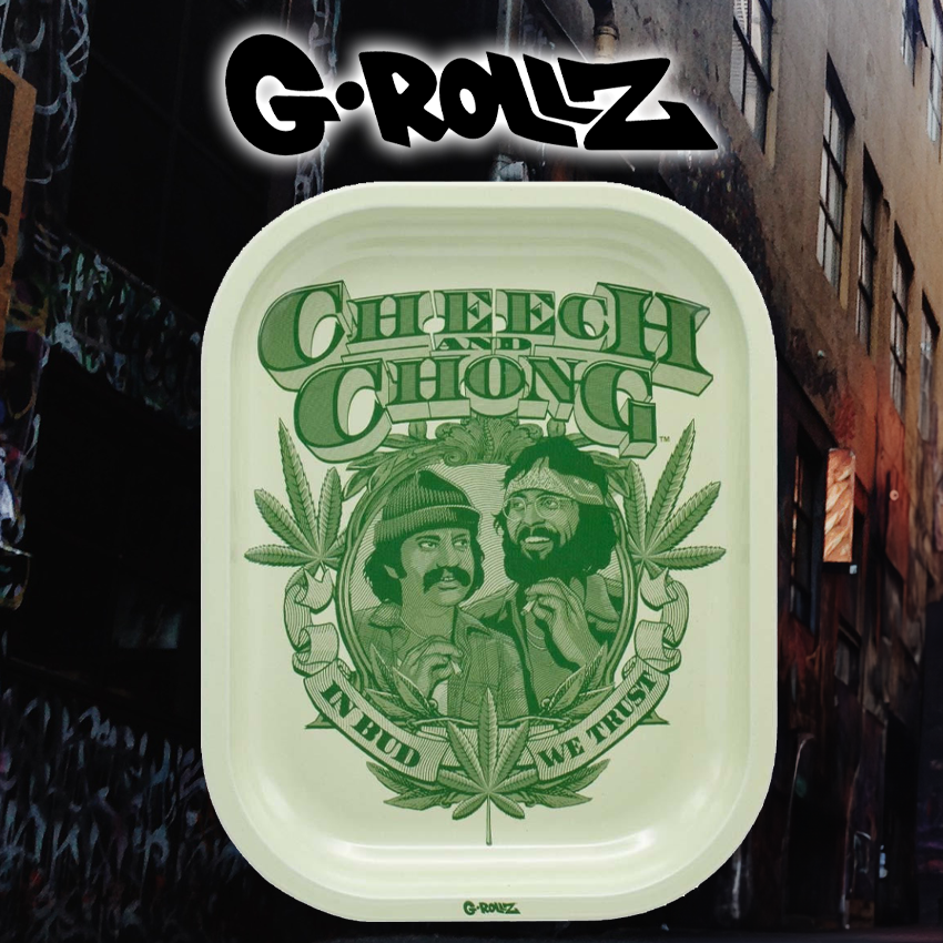 G-ROLLZ - CHEECH & CHONG BADGE SMALL TIN TRAY 14 X 18CM