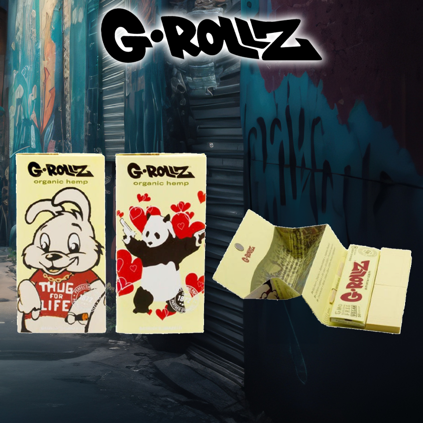 G-ROLLZ | BANKSY'S GRAFFITI KING SIZE - ORGANIC HEMP EXTRA THIN 50 PAPERS + TIPS & TRAY - 16CT DISPLAY
