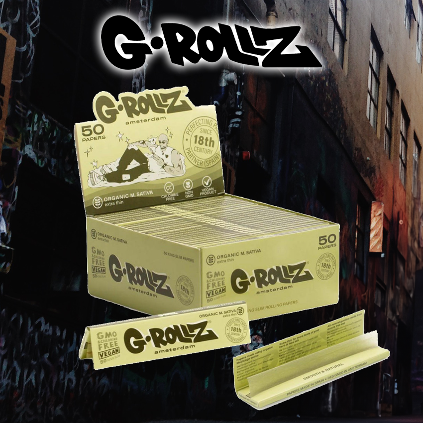 G-ROLLZ | MEDICAGO SATIVA EXTRA THIN ROLLING PAPERS KING SIZE - 50CT DISPLAY