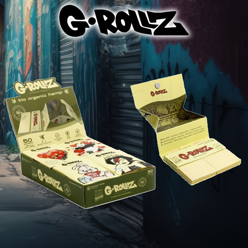 G-ROLLZ | BANKSY'S GRAFFITI - ORGANIC HEMP EXTRA THIN - 50 '1¼' PAPERS + TIPS & TRAY - 16CT DISPLAY