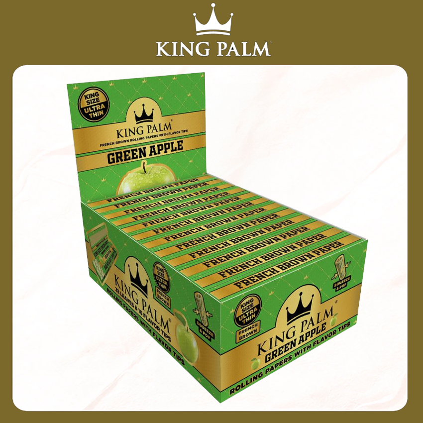 KING PALM KING SIZE FRENCH BROWN PAPERS W/FLAVORED TIPS - 24CT DISPLAY